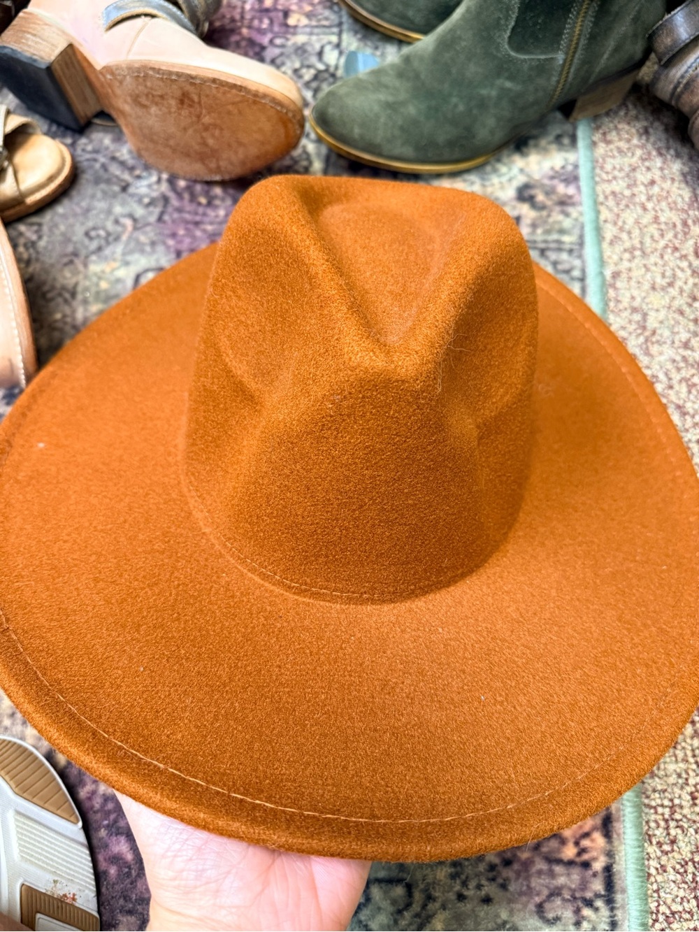 Free People Wide Brim Felt Fedora in Rust